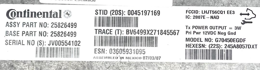 Communication Sync Control Module - 2008 Cadillac Escalade