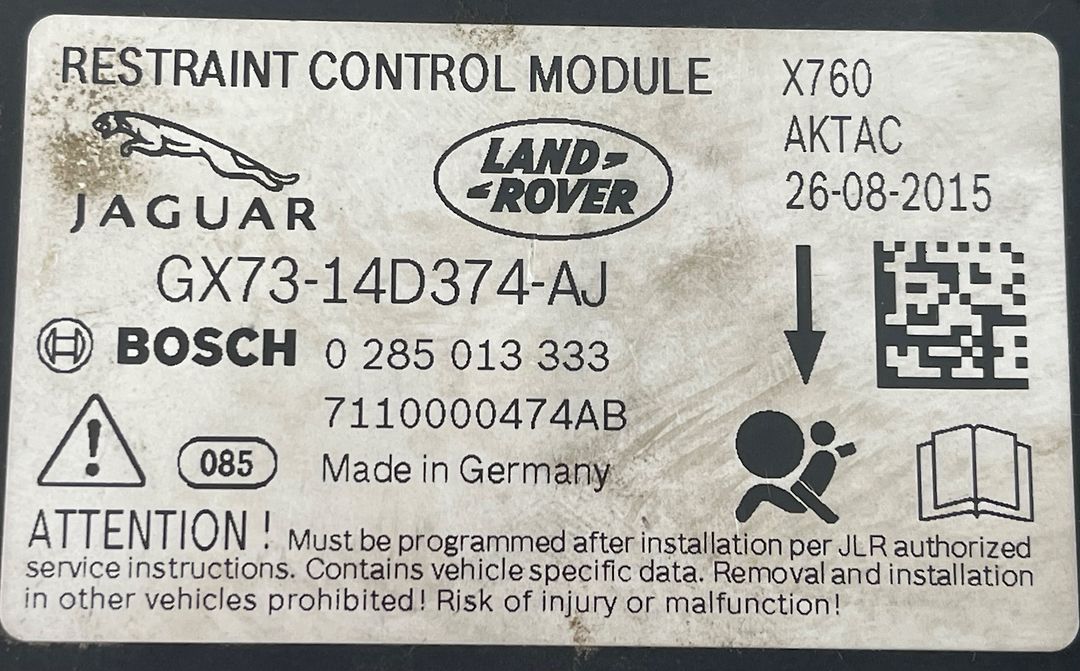 Restraint Control Module - 2016 Jaguar XF